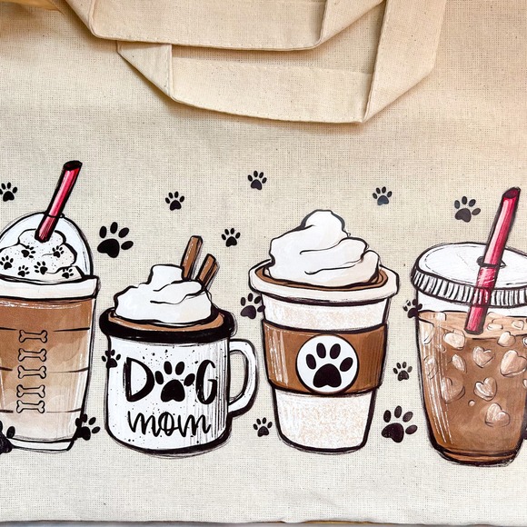 Tote Bag, the perfect blend of neutral and chic!  Dog and coffee lovers only! - Picture 7 of 12
